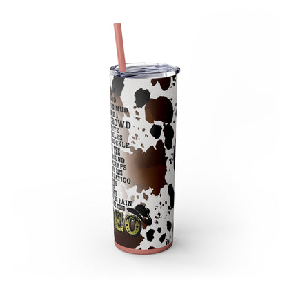 Rodeo Cow Print Skinny Tumbler with Straw, 20oz