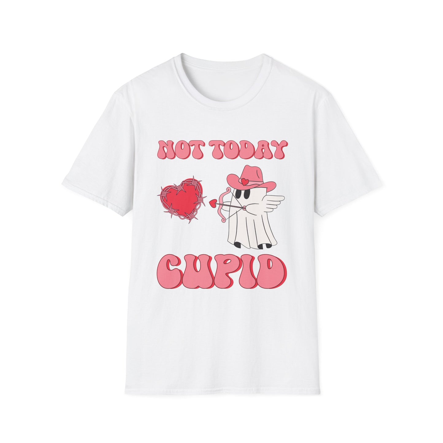 Funny Valentine's Day Ghost Tee - "Not Today Cupid" Unisex Softstyle T-Shirt