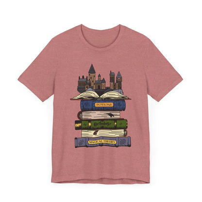 Harry Potter Books and Hogwarts Short Sleeve Tee