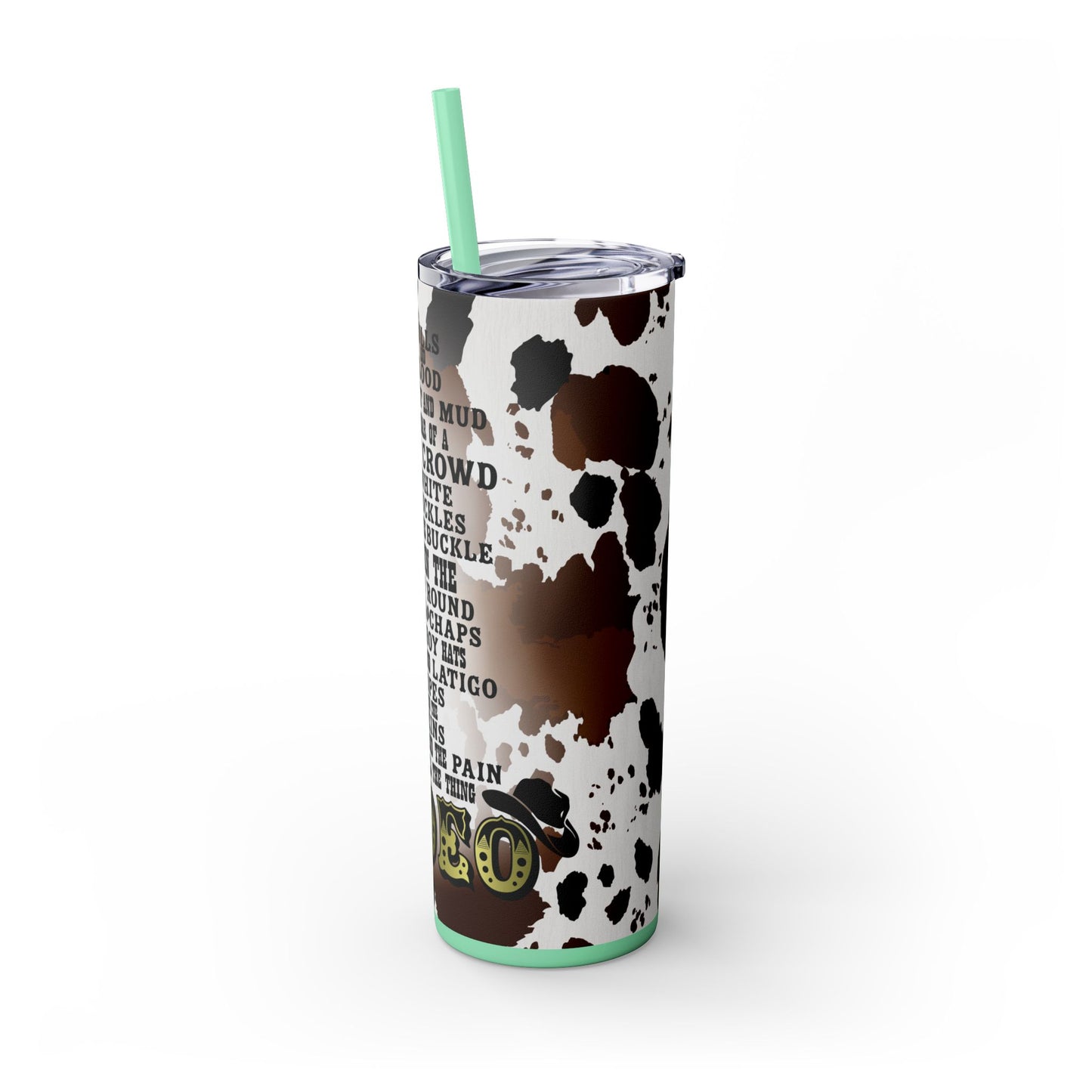 Rodeo Cow Print Skinny Tumbler with Straw, 20oz