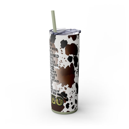 Rodeo Cow Print Skinny Tumbler with Straw, 20oz