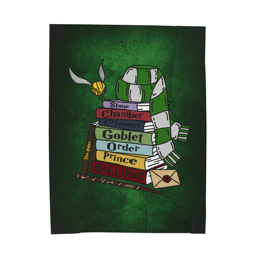 HP Books Slytherin Velveteen Plush Blanket