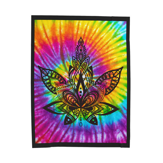 Marijuana Mandala Tie Dye Velveteen Plush Blanket