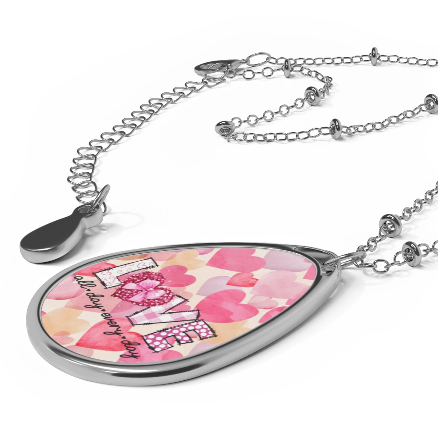 Heartfelt Love Oval Necklace - 'Love All Day Every Day' Jewelry