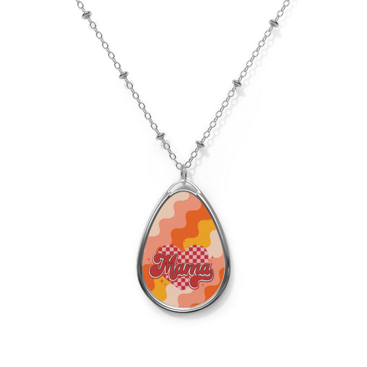 Mama Heart Retro Oval Necklace - Trendy Bohemian Jewelry for Moms