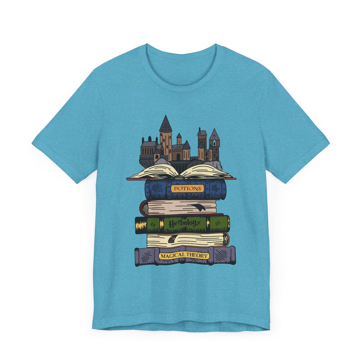 Harry Potter Books and Hogwarts Short Sleeve Tee