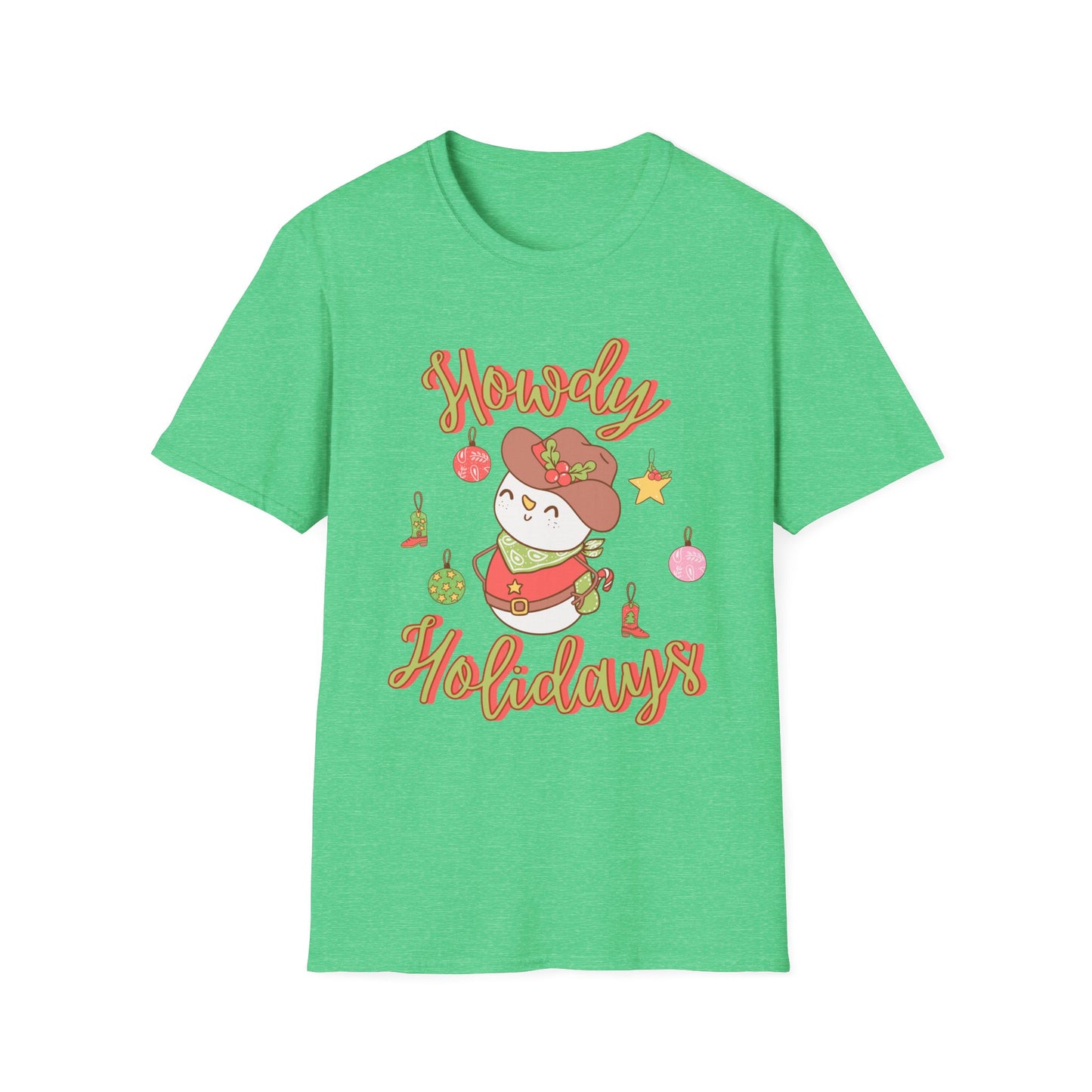 Howdy Holidays Unisex Softstyle T-Shirt - Festive Cute Cat Design