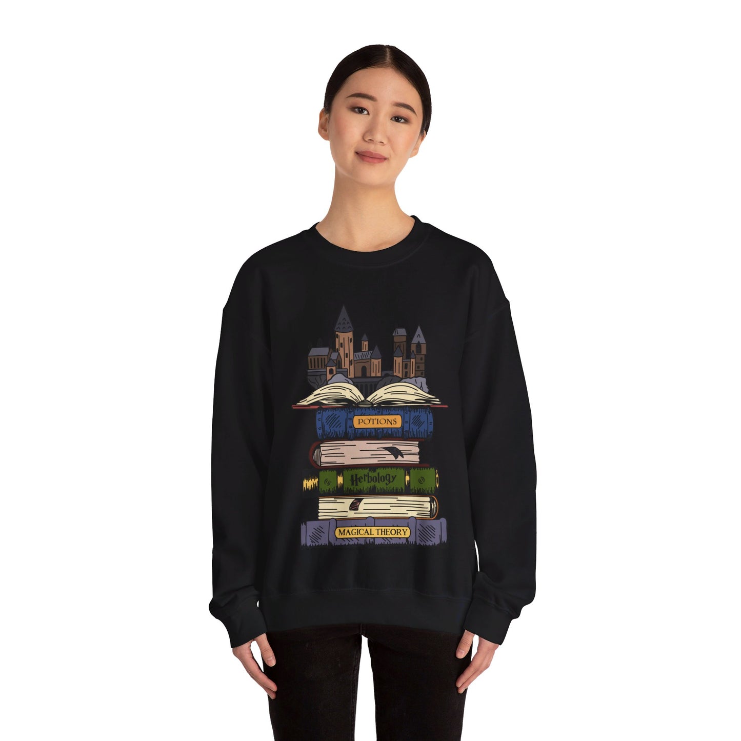 Harry Potter Books and Hogwarts Crewneck Sweatshirt