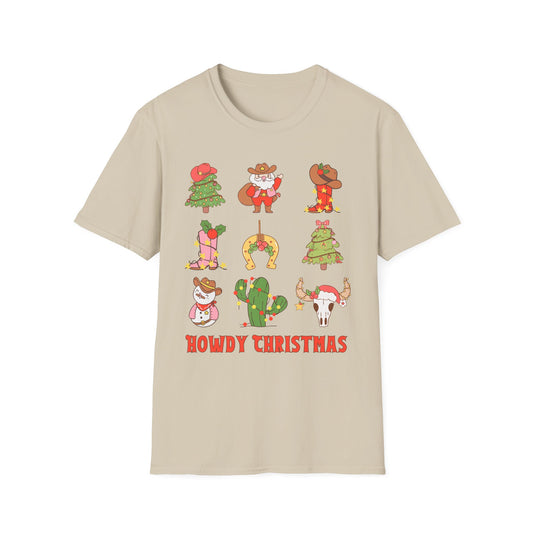 Howdy Christmas Unisex Softstyle T-Shirt - Fun & Festive Holiday Wear