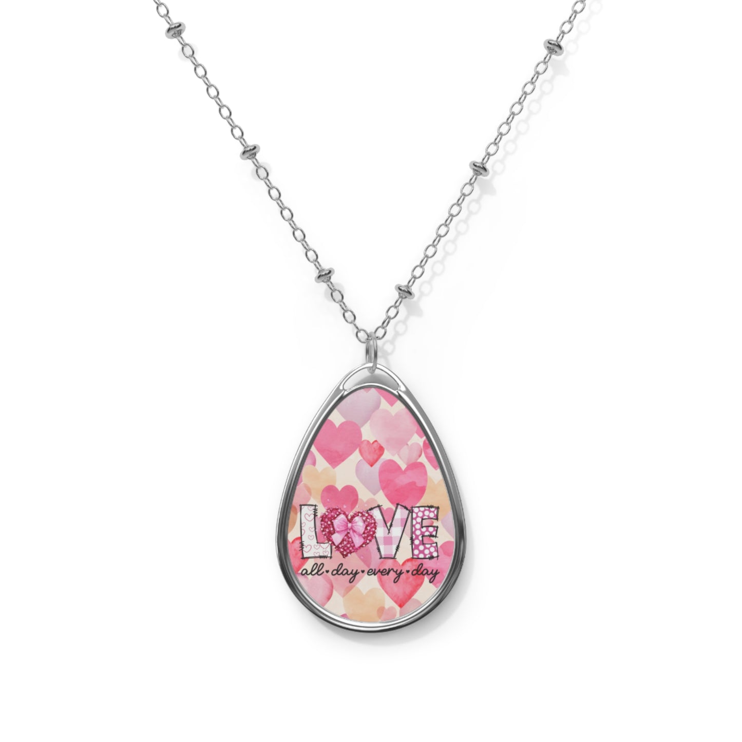 Heartfelt Love Oval Necklace - 'Love All Day Every Day' Jewelry