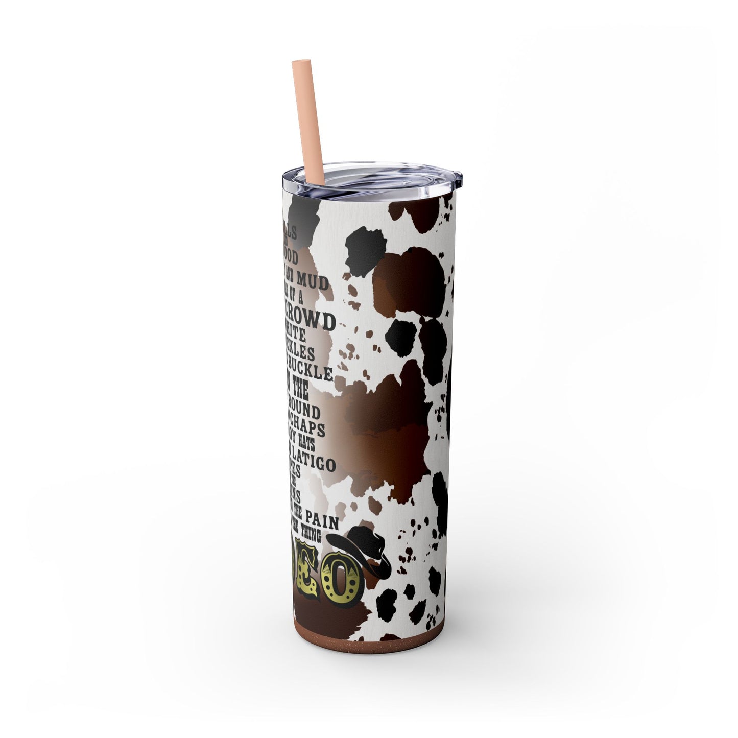 Rodeo Cow Print Skinny Tumbler with Straw, 20oz