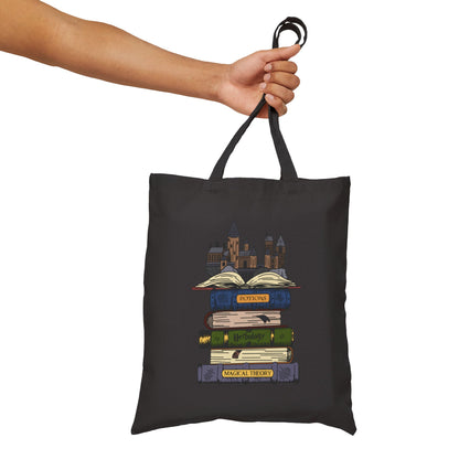 Harry Potter Books and Hogwarts Cotton Canvas Tote Bag