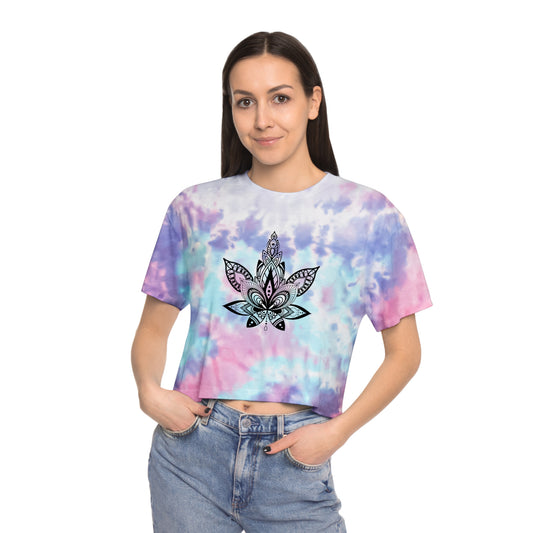 Mandala Marijuana Tie-Dye Crop Tee