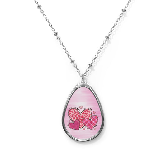 Pink Hearts Pendant Necklace - Romantic Gift for Valentine's Day