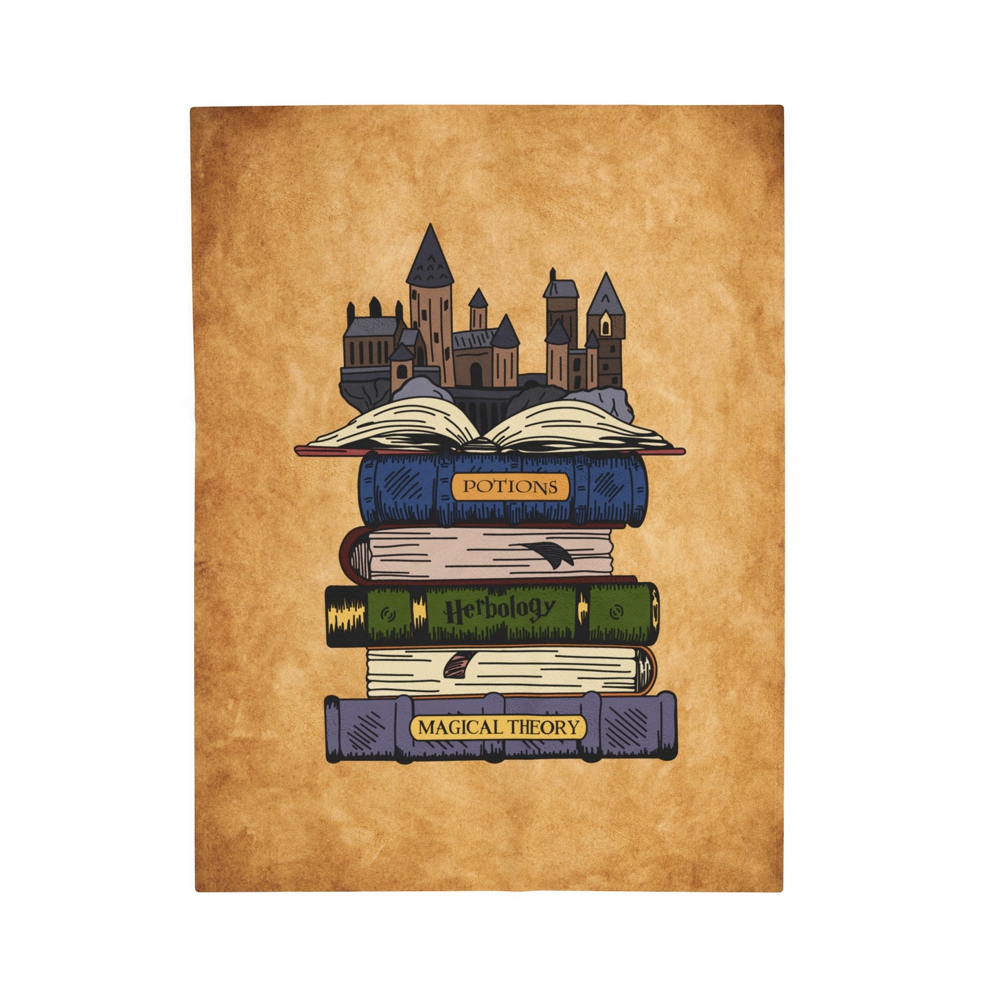 Harry Potter Books Hogwarts Velveteen Plush Blanket