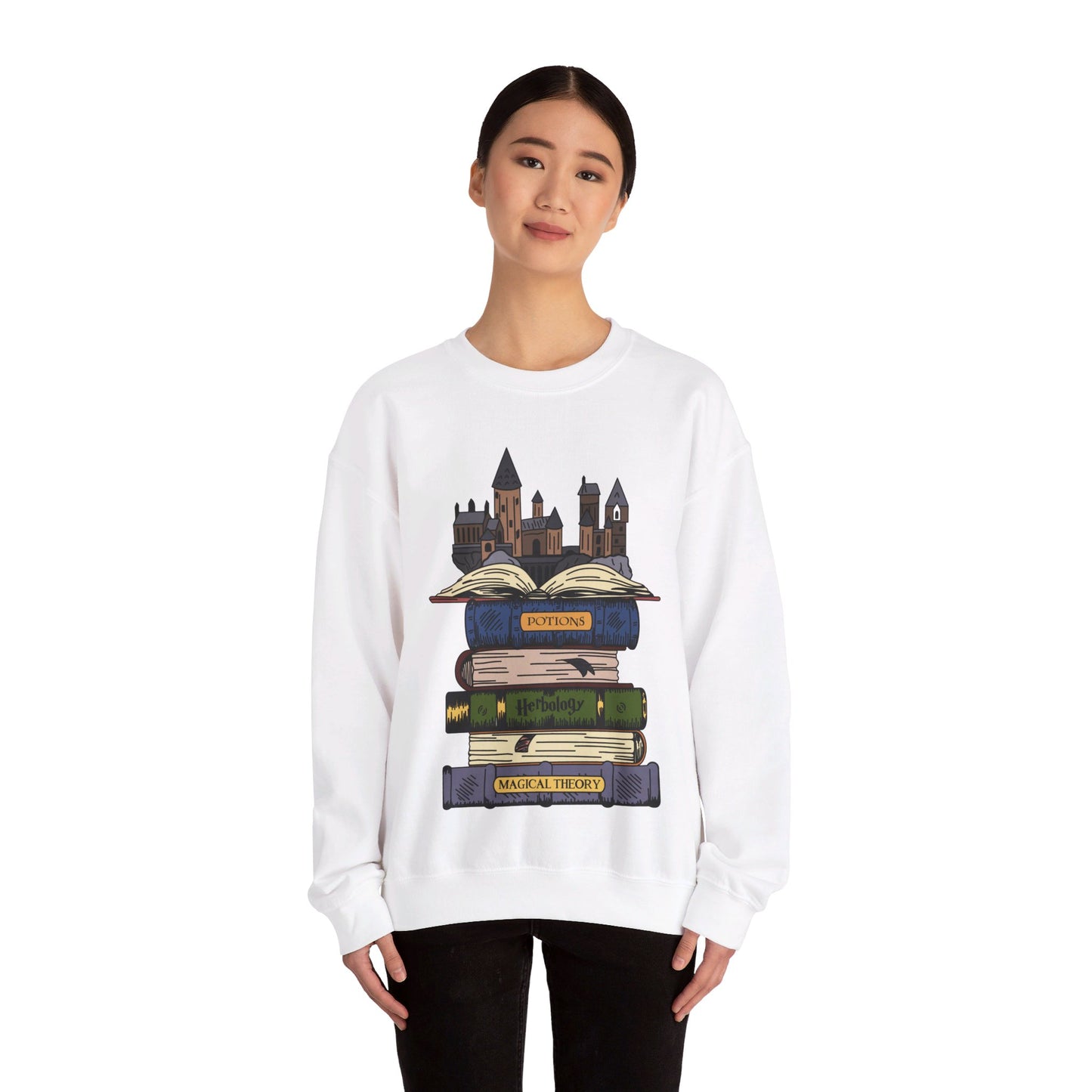 Harry Potter Books and Hogwarts Crewneck Sweatshirt