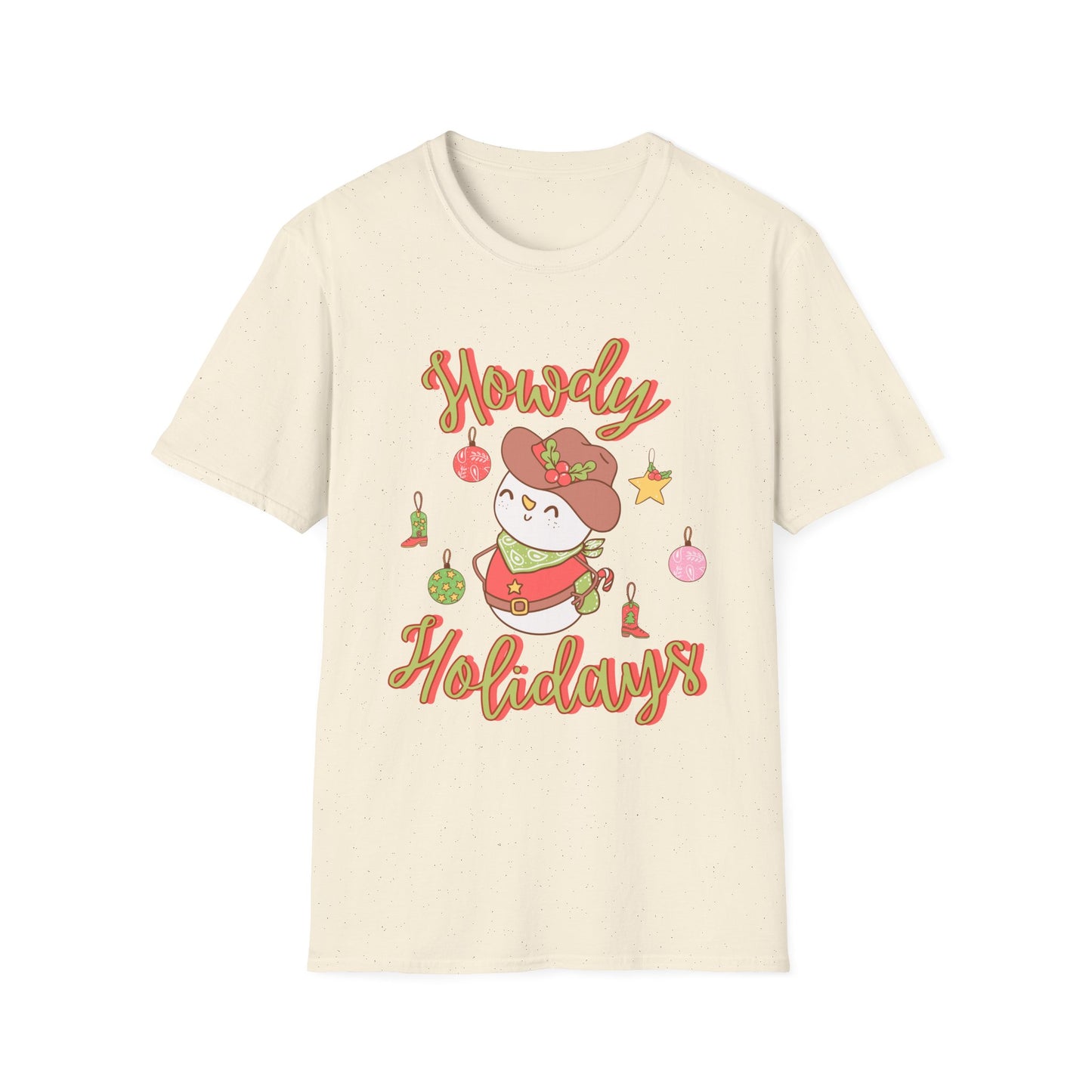 Howdy Holidays Unisex Softstyle T-Shirt - Festive Cute Cat Design