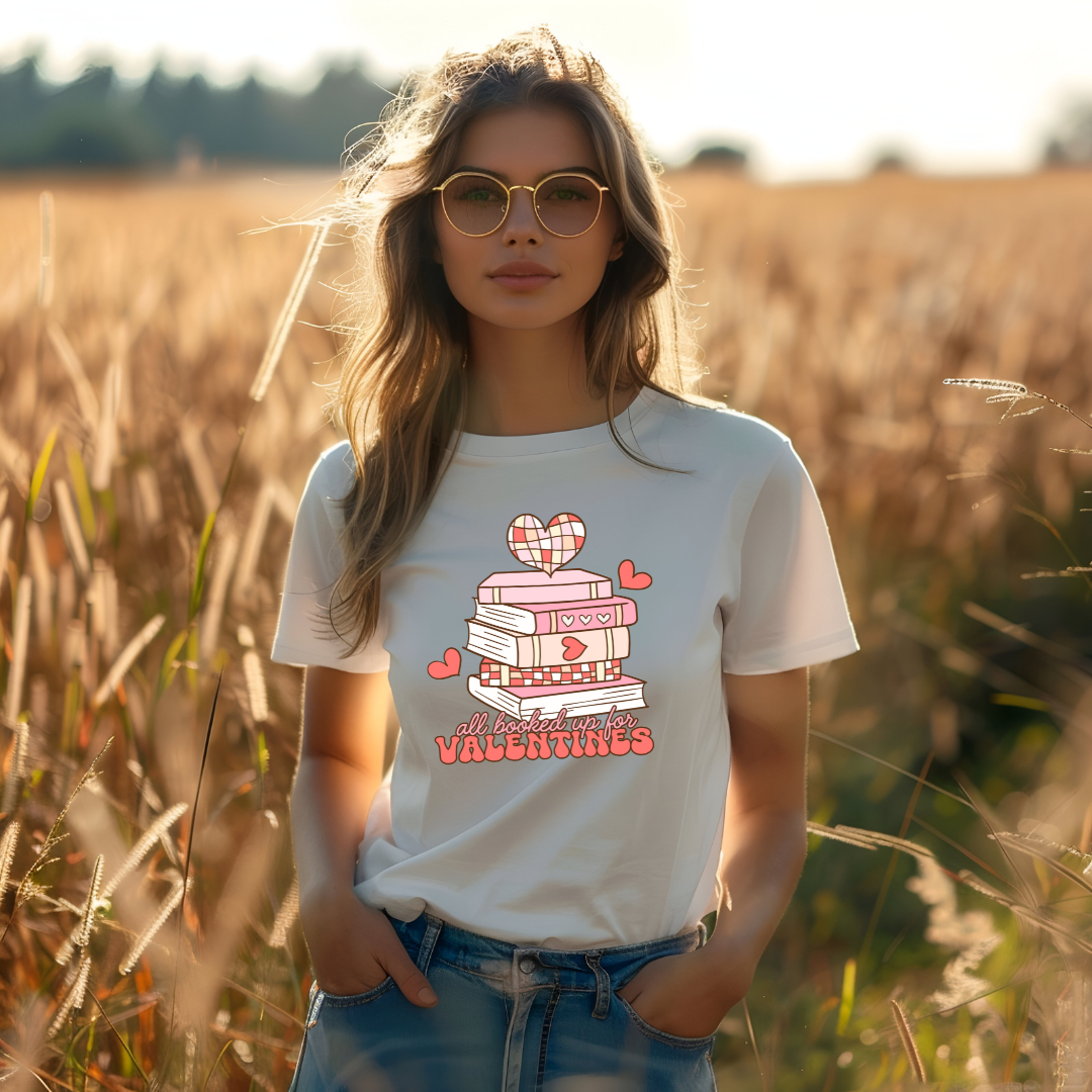 Valentine's Day Book Lover T-Shirt | All Booked Up for Valentines