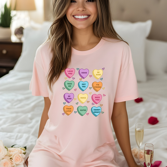 Valentine's Day Candy Heart Graphic Tee - Unisex Jersey Short Sleeve T-Shirt