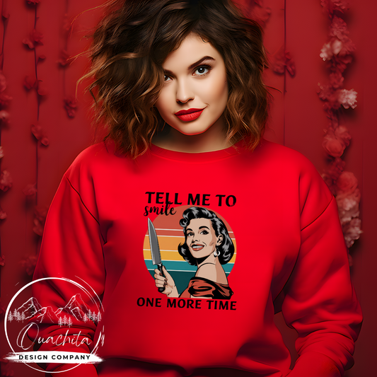 Tell Me to Smile Vintage Crewneck Sweatshirt - Unisex Heavy Blend™