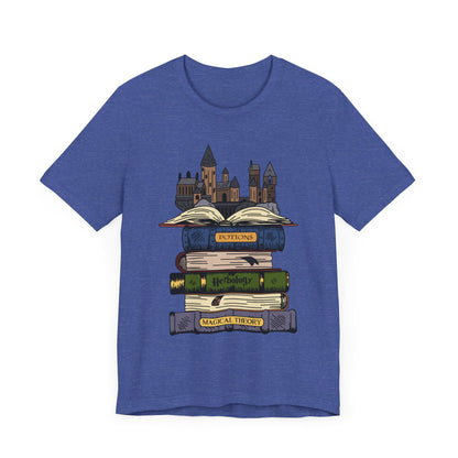 Harry Potter Books and Hogwarts Short Sleeve Tee