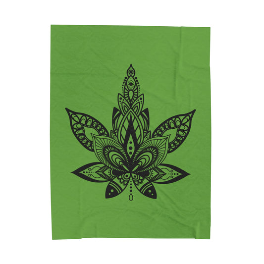 Mandala Marijuana Velveteen Plush Blanket