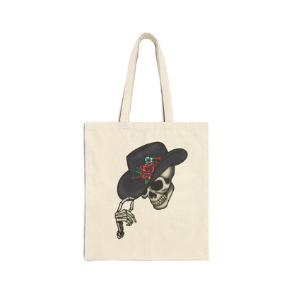 Cowboy Skeleton Cotton Canvas Tote Bag