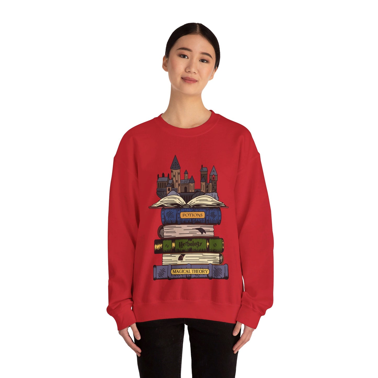 Harry Potter Books and Hogwarts Crewneck Sweatshirt