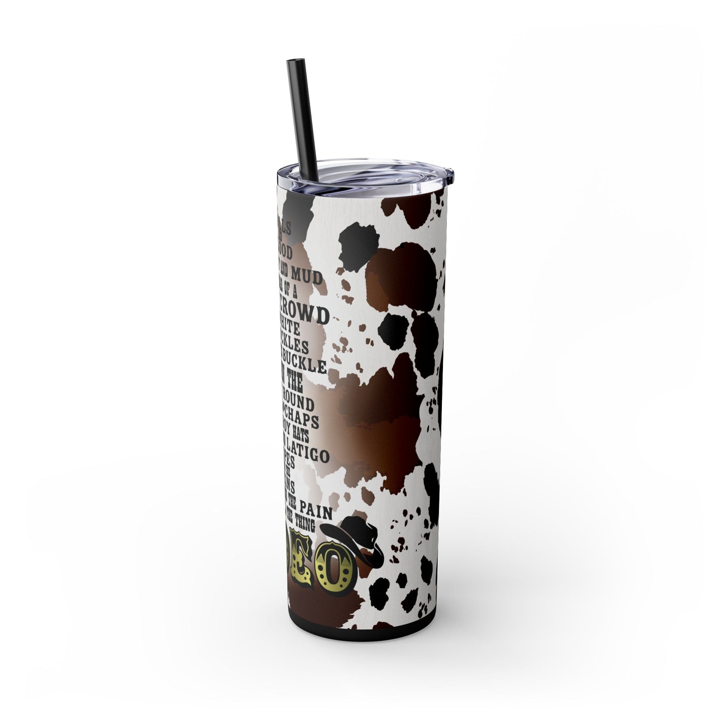 Rodeo Cow Print Skinny Tumbler with Straw, 20oz