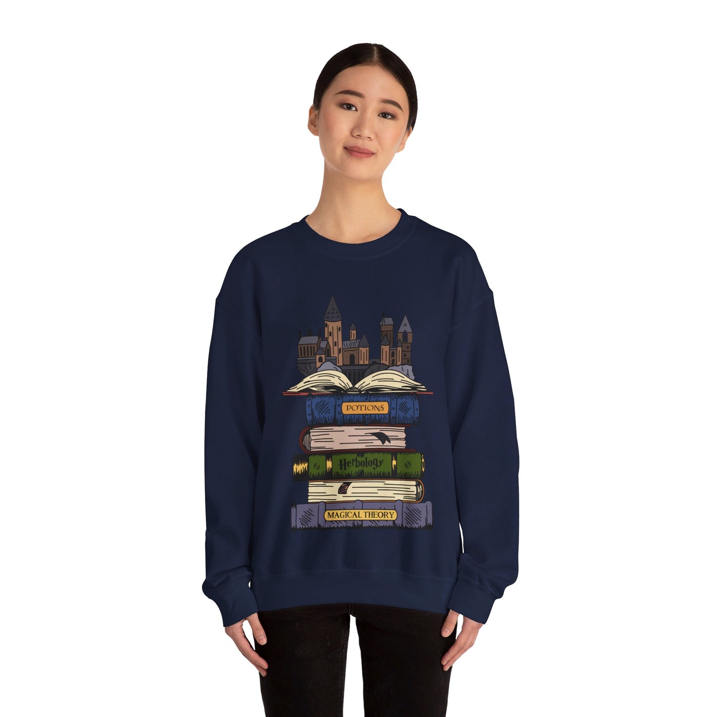 Harry Potter Books and Hogwarts Crewneck Sweatshirt