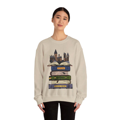 Harry Potter Books and Hogwarts Crewneck Sweatshirt