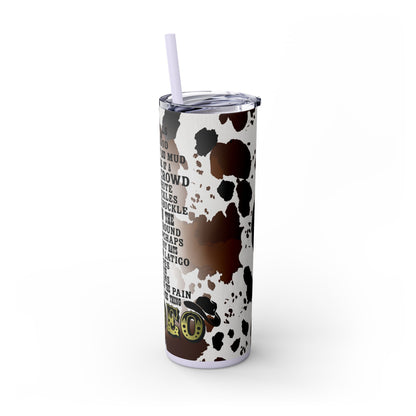 Rodeo Cow Print Skinny Tumbler with Straw, 20oz