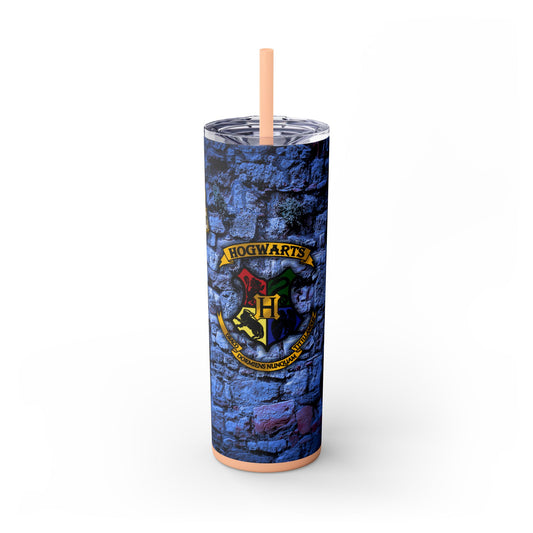 Harry Potter House Crests Hogwarts Skinny Tumbler with Straw, 20oz