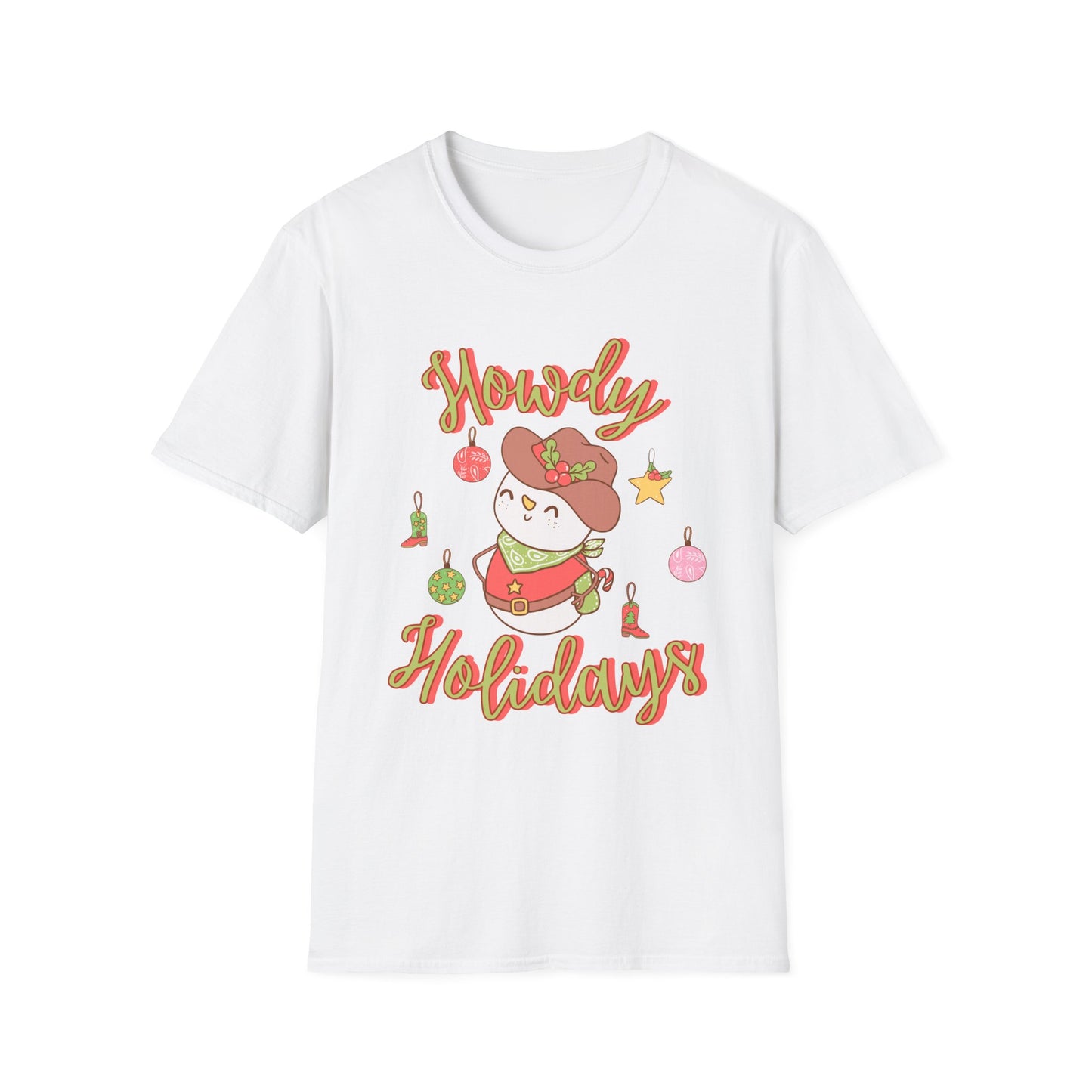 Howdy Holidays Unisex Softstyle T-Shirt - Festive Cute Cat Design