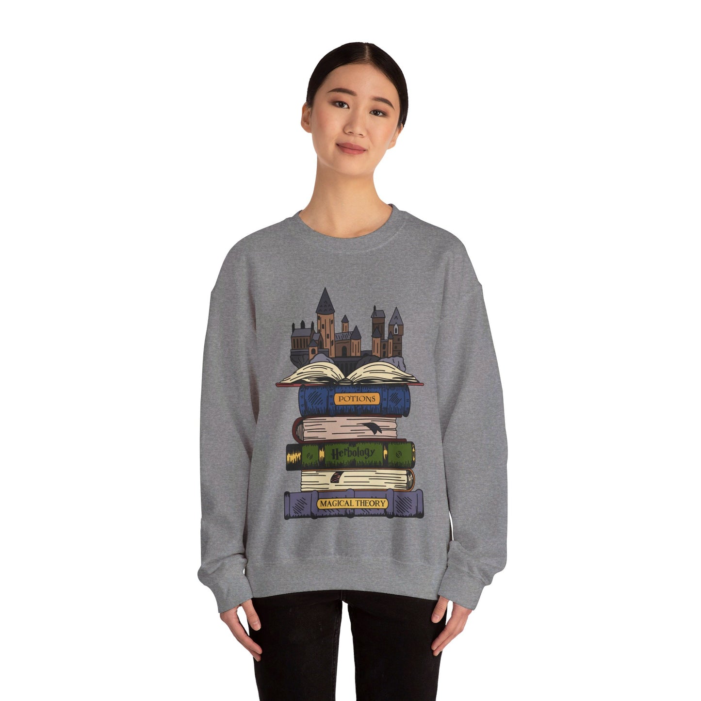 Harry Potter Books and Hogwarts Crewneck Sweatshirt