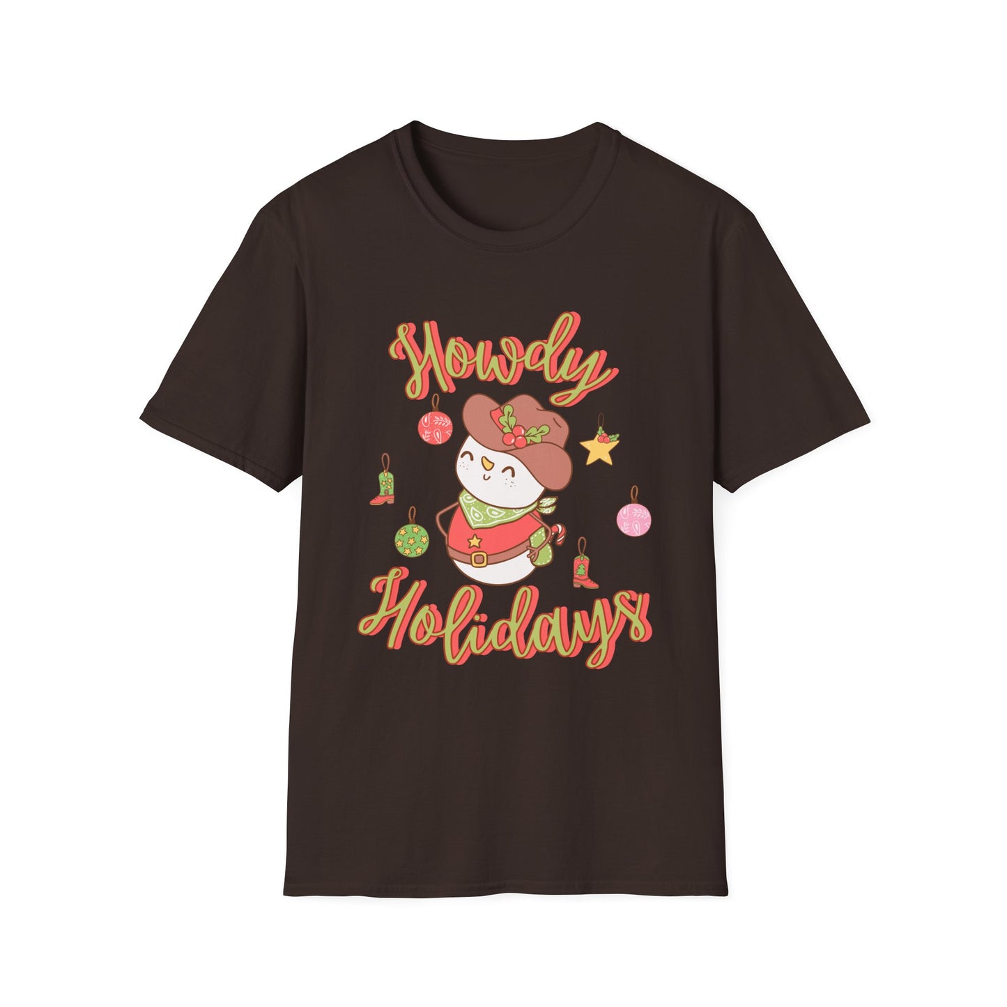 Howdy Holidays Unisex Softstyle T-Shirt - Festive Cute Cat Design