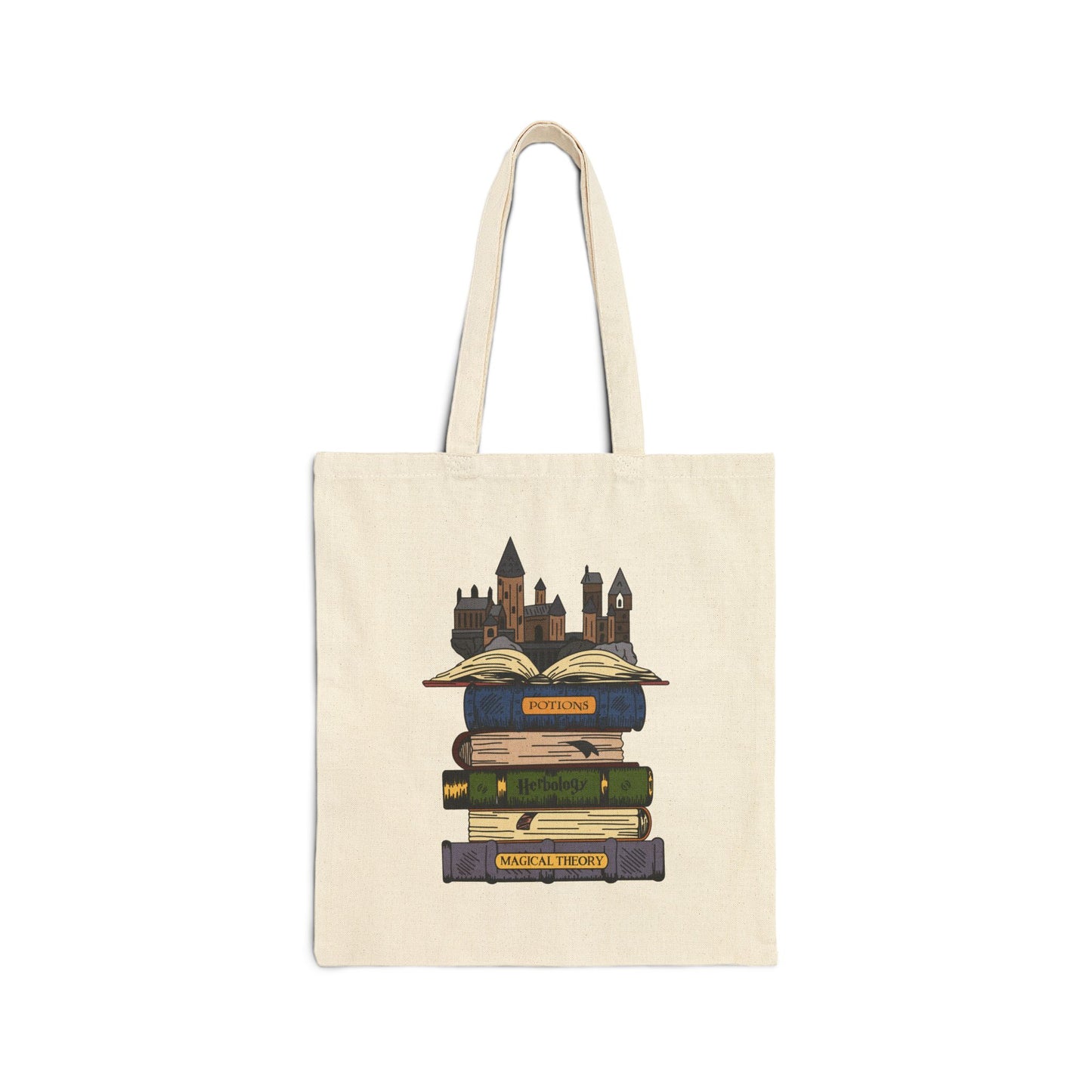 Harry Potter Books and Hogwarts Cotton Canvas Tote Bag