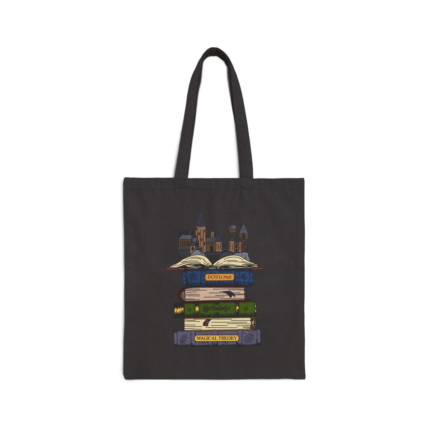 Harry Potter Books and Hogwarts Cotton Canvas Tote Bag