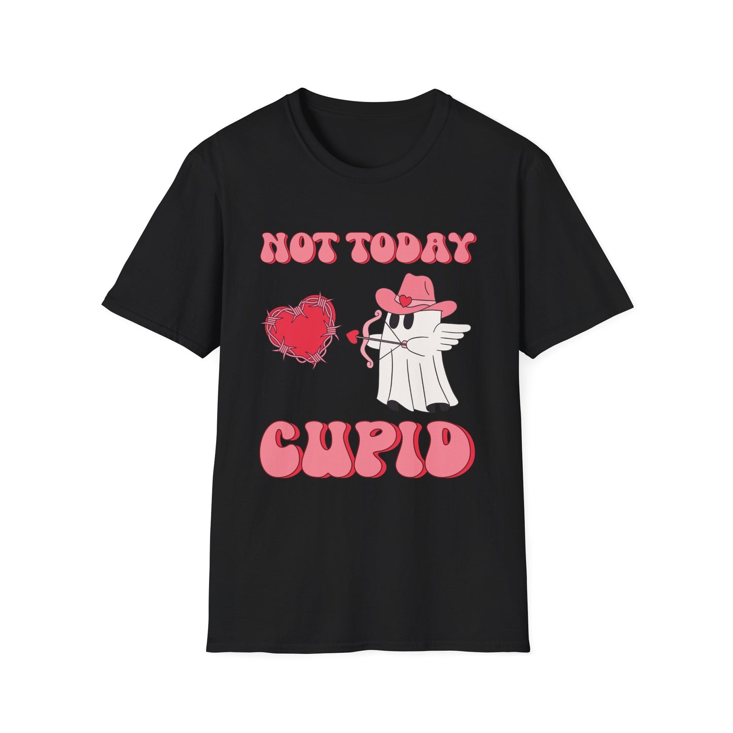 Funny Valentine's Day Ghost Tee - "Not Today Cupid" Unisex Softstyle T-Shirt